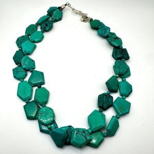 Signed DTR‎ Jay King Double Stranded Geometric shape Turquoise and 925 Necklace!